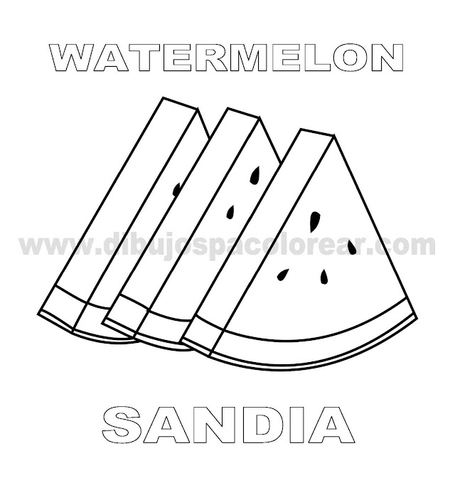 Dibujos Inglés - Español con S: Sandia - Watermelon