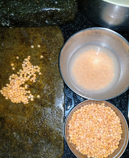 Soaked Dal on the Flat Stone