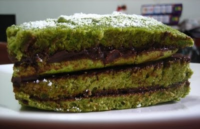 Green Tea Layer Cake (vegan chocolate glaze filling)