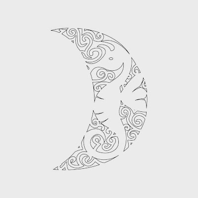 Seahorse in the moon tribal tattoo stencil