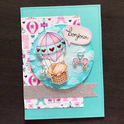 Bonjour by Amy T. features Newton Dreams of Paris, Speech Bubbles, and Cloudy Sky by Newton's Nook Designs; #newtonsnook