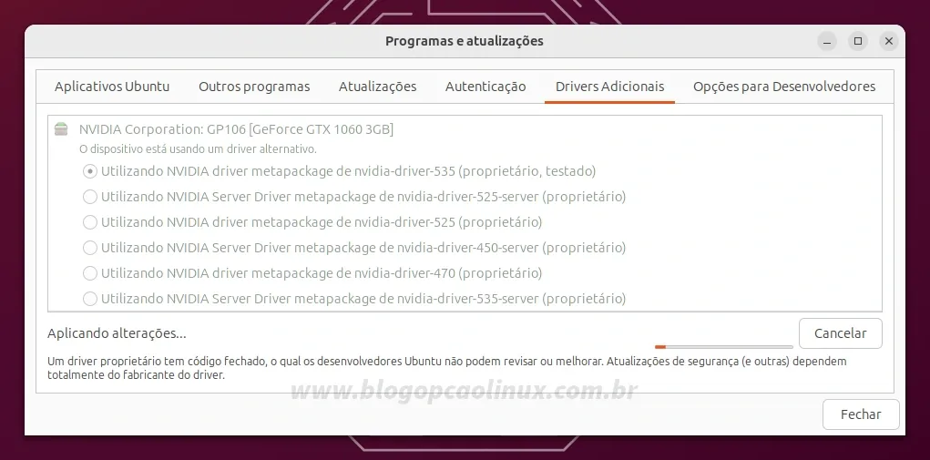 Aguarde enquanto é feito o download e instalação dos pacotes necessários