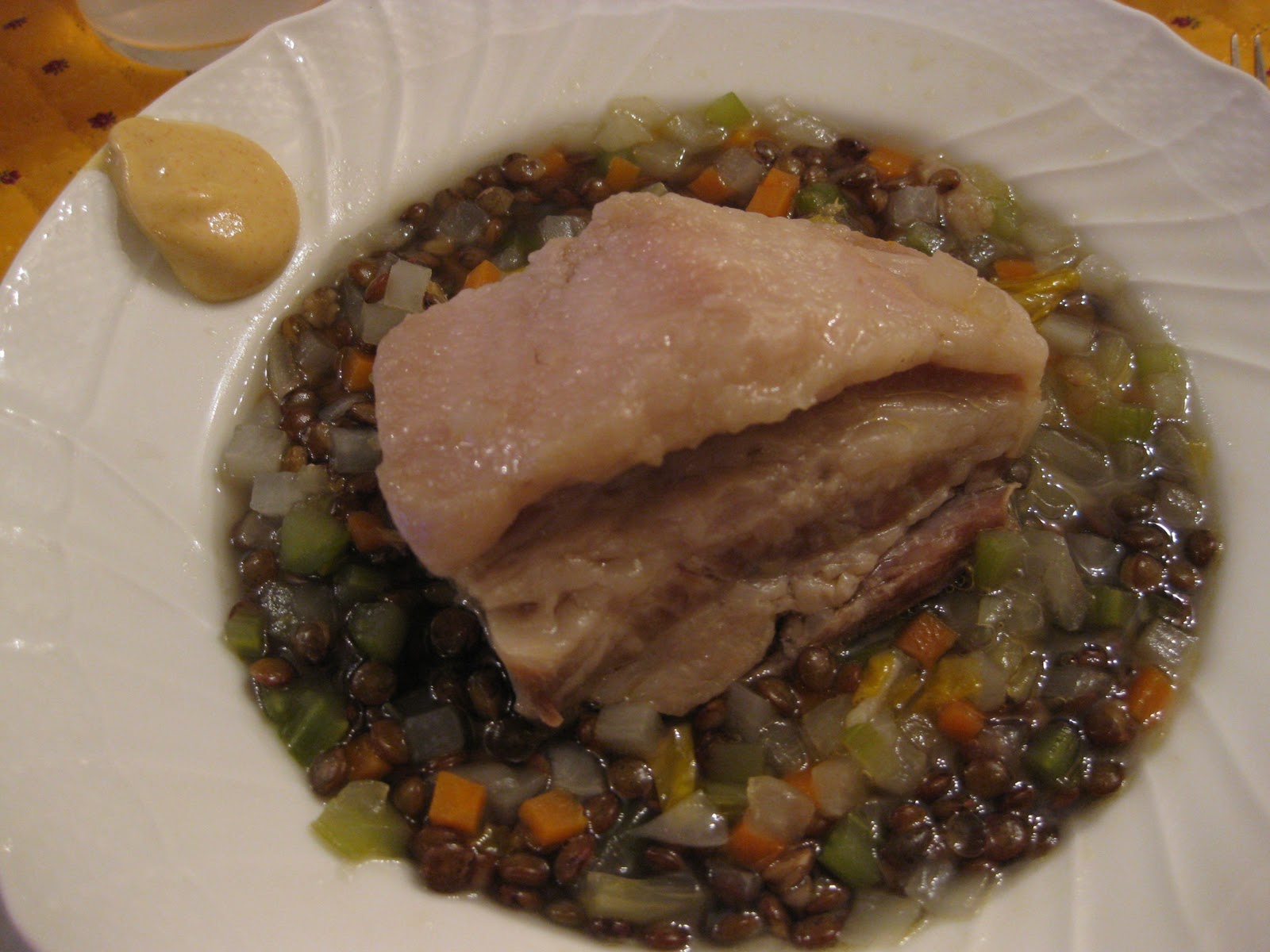 のんびり フランス料理 塩漬け豚バラ肉とレンズ豆の煮込み