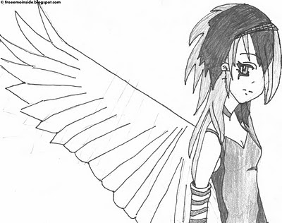 EMO WALLPAPER: emo-angel-girl-sketch