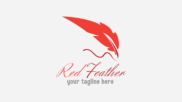 RedFeather free business logo design template plume object objet
