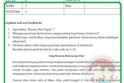 Soal UH / PH Kelas 6 Tema 2 Kurikulum 2013 Revisi 2018