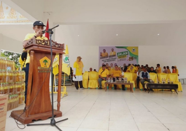 Peringati HUT Partai Golkar ke 58 Kabupaten Rohul di Meriahkan Dengan Jalan Sehat