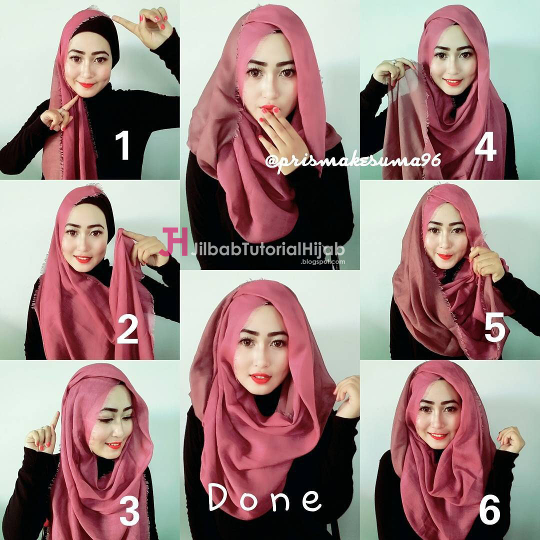 Gambar + Video Tutorial Hijab Square  Jilbab Tutorial Hijab