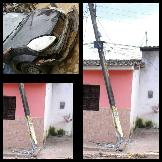 VEICULO COLIDE COM POSTE NO CENTRO DE RAINHA ISABEL 