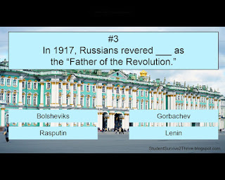 In 1917, Russians revered ___ as  the “Father of the Revolution.” Answer choices include: Bolsheviks, Gorbachev, Rasputin, Lenin