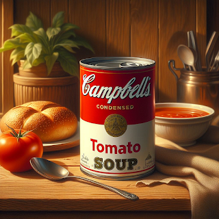 A can of Campbell's Condensed Tomato Soup. Image generated by Microsoft Copilot Designer.