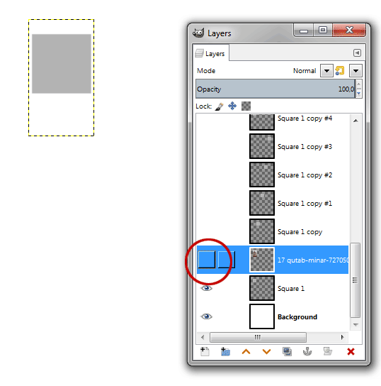 Toggling the visibility of the image's layer by clicking on the eye icon on the left.