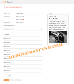 blogger introduced featured post widget with post title and image