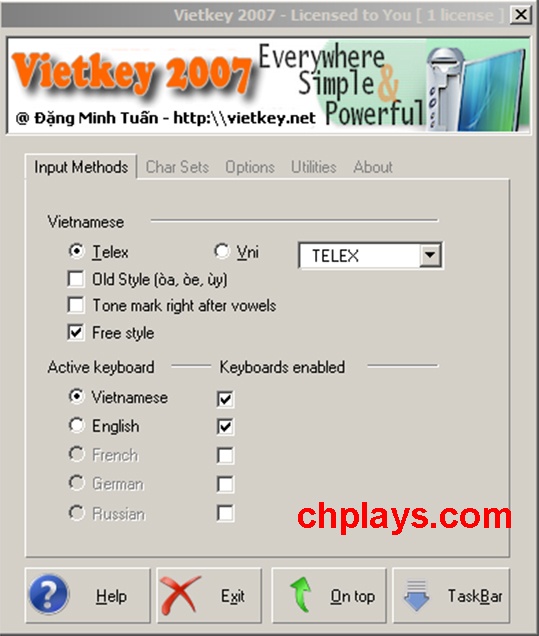 Tải Vietkey 2007 - Gõ tiếng Việt, Soạn thảo văn bản trên máy tính