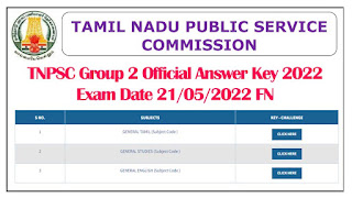 TNPSC Group 2 Official Answer Key 2022