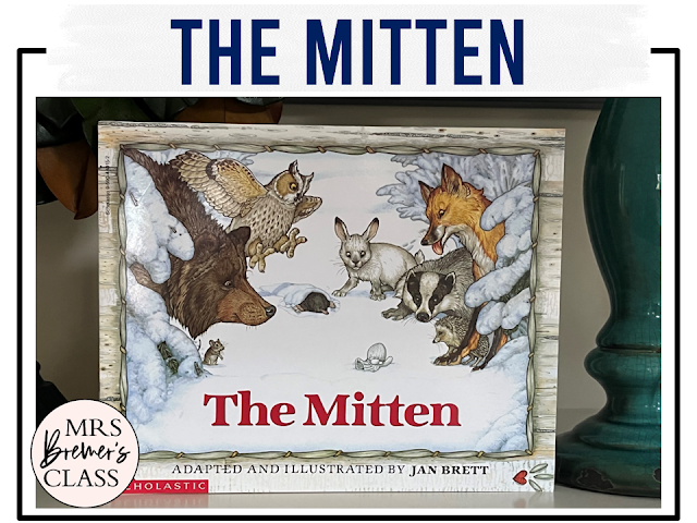The Mitten Jan Brett book activities unit with literacy printables, reading companion activities, lesson ideas, and a craft for winter in Kindergarten and First Grade