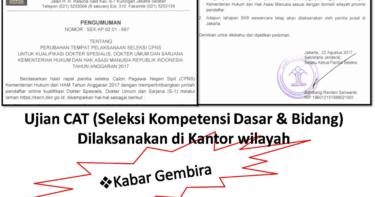 Kabar gembira - Ujian CAT Kemenkumhan tidak di Jakarta 