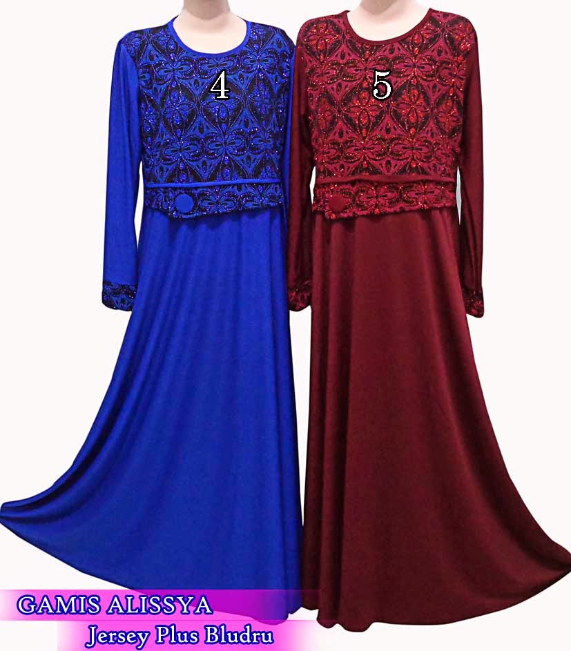 Model gamis syar i terbaru alyssa mix bludru 