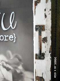 Beautiful Hardware on a Chippy Window Sign via http:/deniseonawhim.blogspot.com