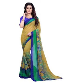  Anand Sarees Multicolor Faux Georgette Printed Saree With Blouse