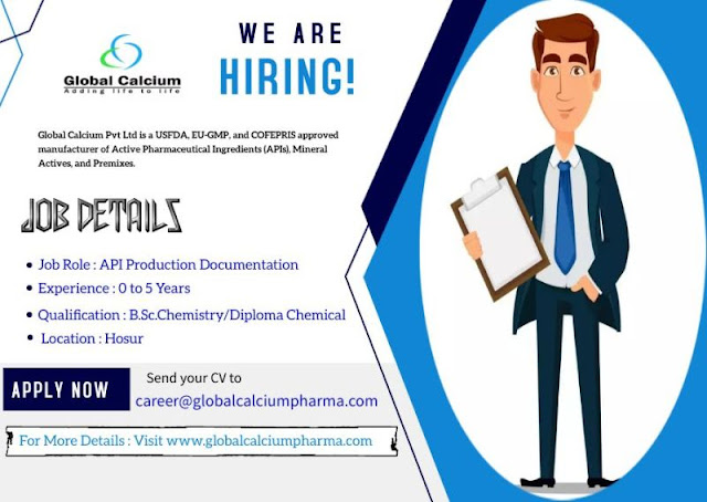 Global Calcium Hiring For BSc Chemistry/ Diploma Chemical