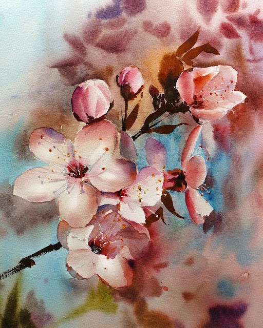 Watercolor floral 🌸 chinese artist Cui Ke