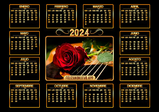 calendario 2024 con foto rosa roja