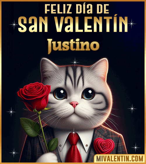 Gif con Nombre de feliz día de San Valentin Justino