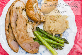 turducken holiday dinner with recipes for garlic sauteed asparagus and honey butter whipped sweet potatoes