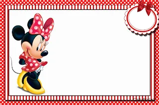 Minnie with Red Stripes Free Printable Invitations, Labels or Cards.