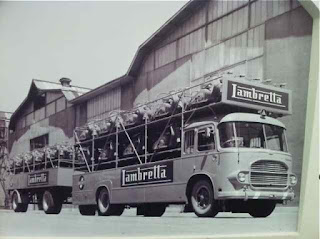 Various lambrettas on lorries 