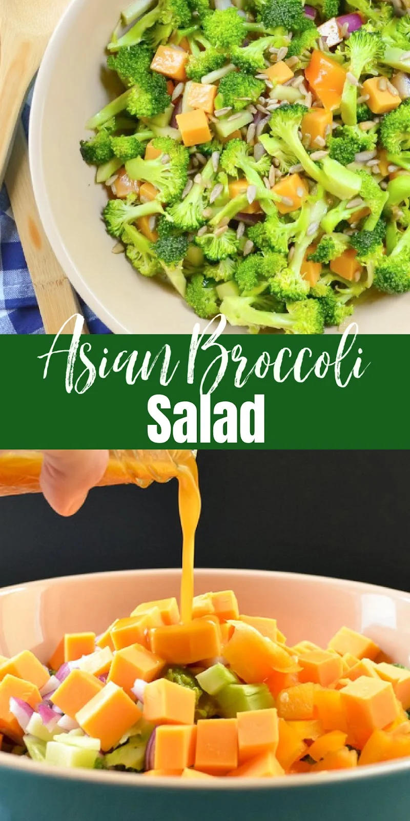 Asian Broccoli Salad with Cheese and a Sesame Dressing.