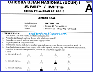  ini merupakan file terbaru yang akan kami bagikan khusus untuk para siswa Soal Uji Coba Ujian Nasional (UCUN) Matematika SMP/MTS 2017/2018