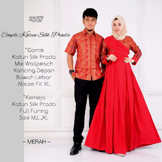 BAJU BATIK COUPLE GAMIS KATUN SILK PRADA TERBARU T2357