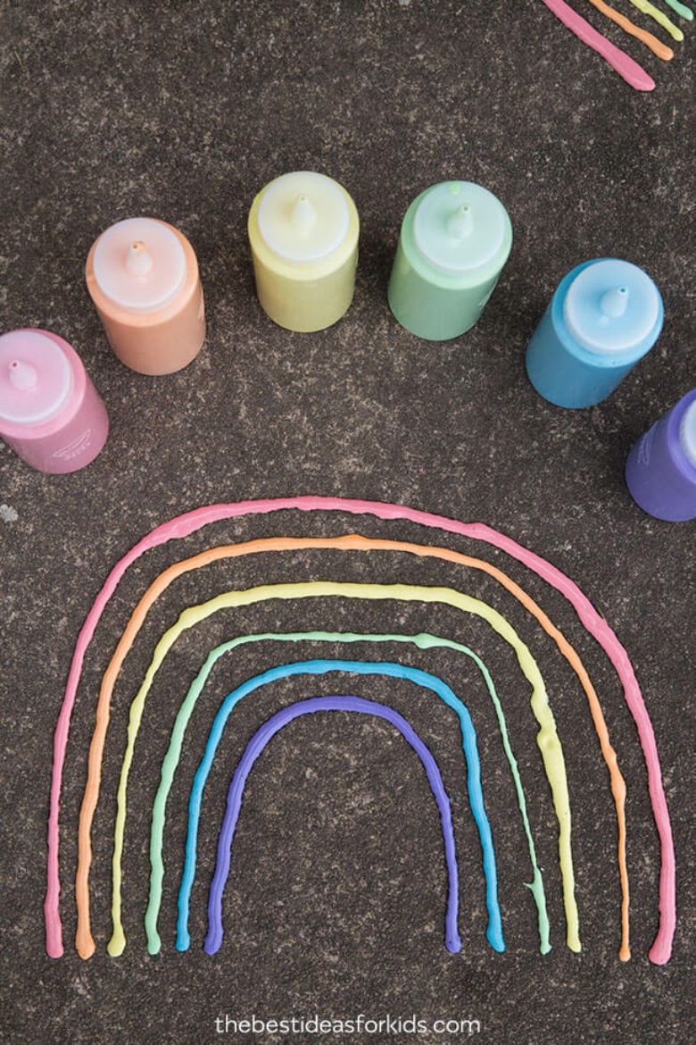 outdoor activities for kids - puffy sidewalk paint
