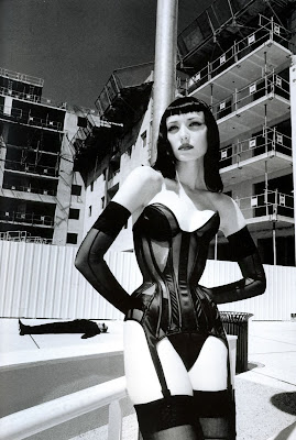 Photograph by Helmut Newton of a Thierry Mugler corset