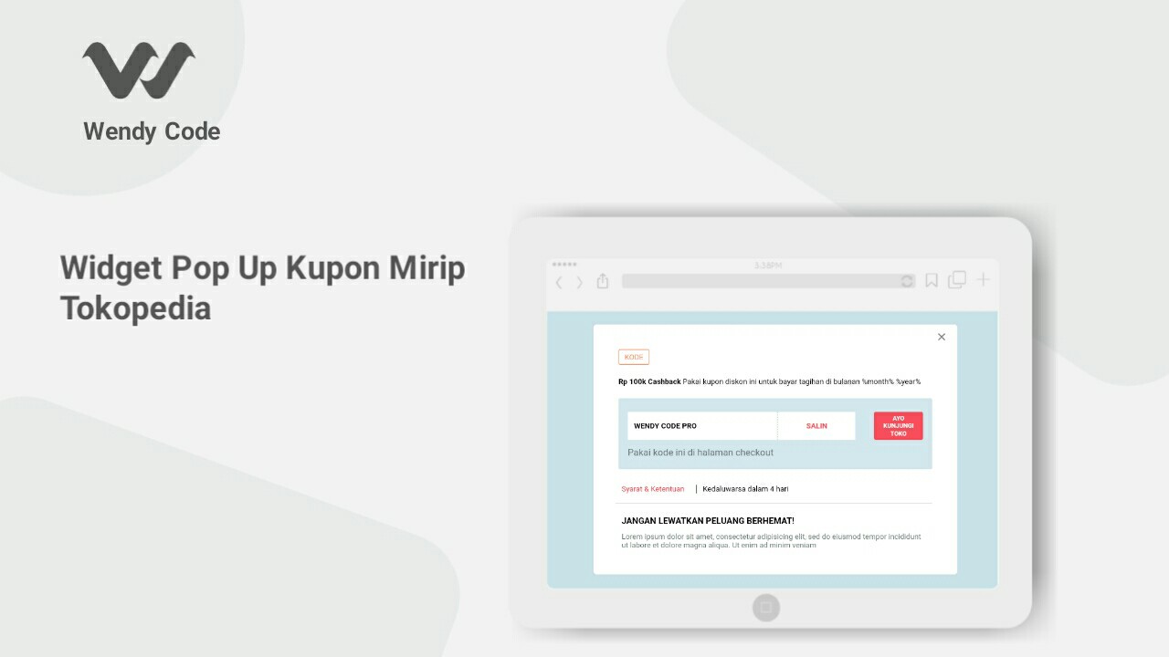 widget pop up kupon mirip tokopedia