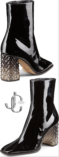 ♦Jimmy Choo Bryelle black soft patent block heel ankle boots with plexi heel #jimmychoo #shoes #brilliantluxury