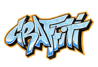 Blue graffiti alphabet