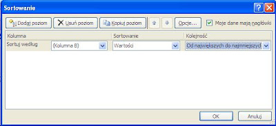 Excel sortowanie