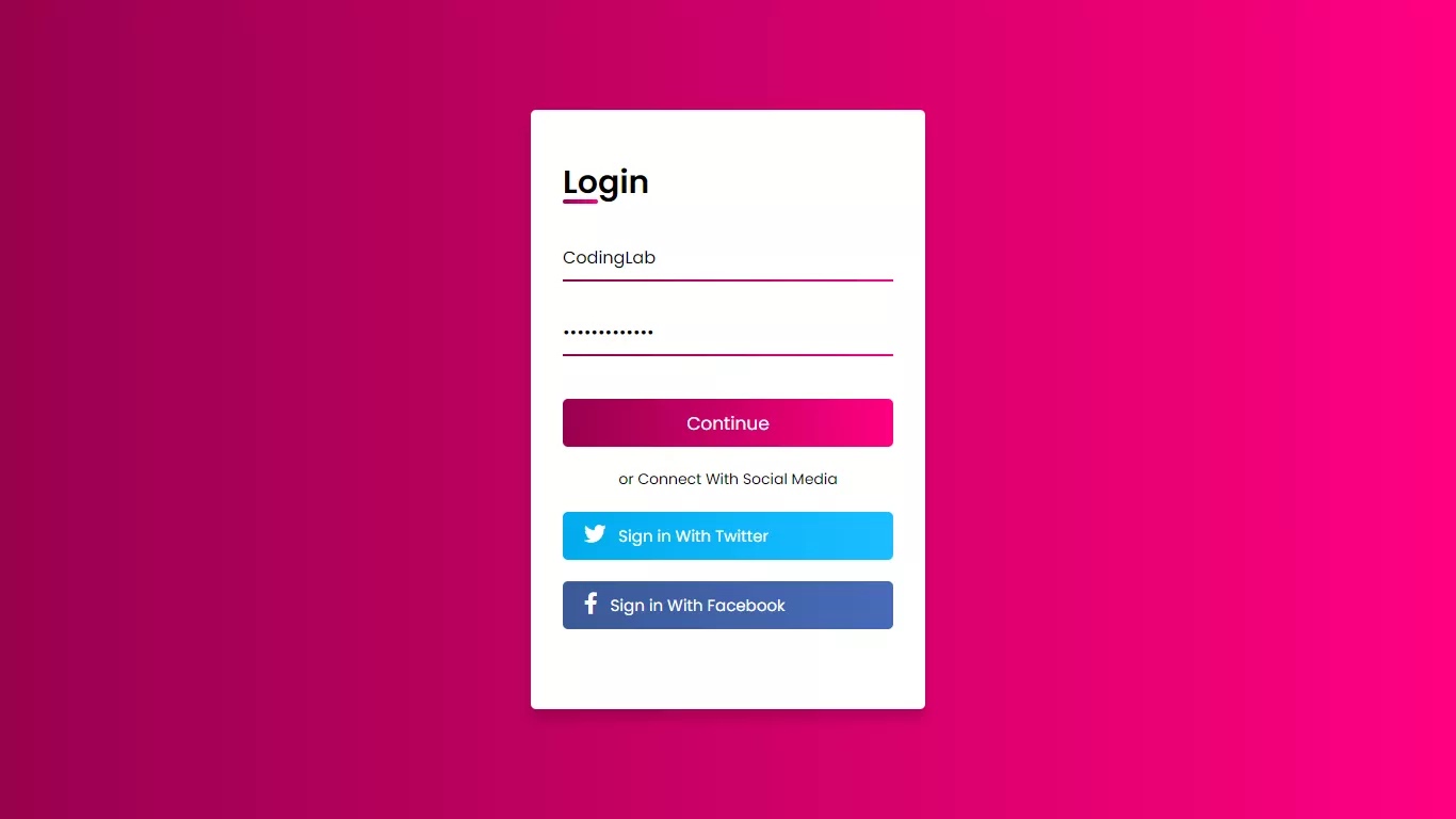 Login Form Or Page Using Html Css Free Source Code