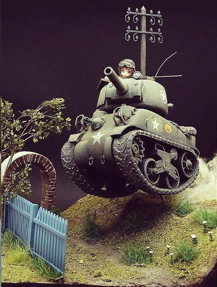 Meng egg tank cute Sherman diorama