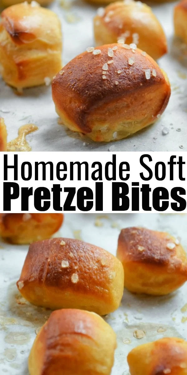 Homemade Soft Pretzel Bites are a favorite finger food appetizer for Super Bowl with nacho cheese sauce! A fun to make snack or appetizer from Serena Bakes Simply From Scratch.