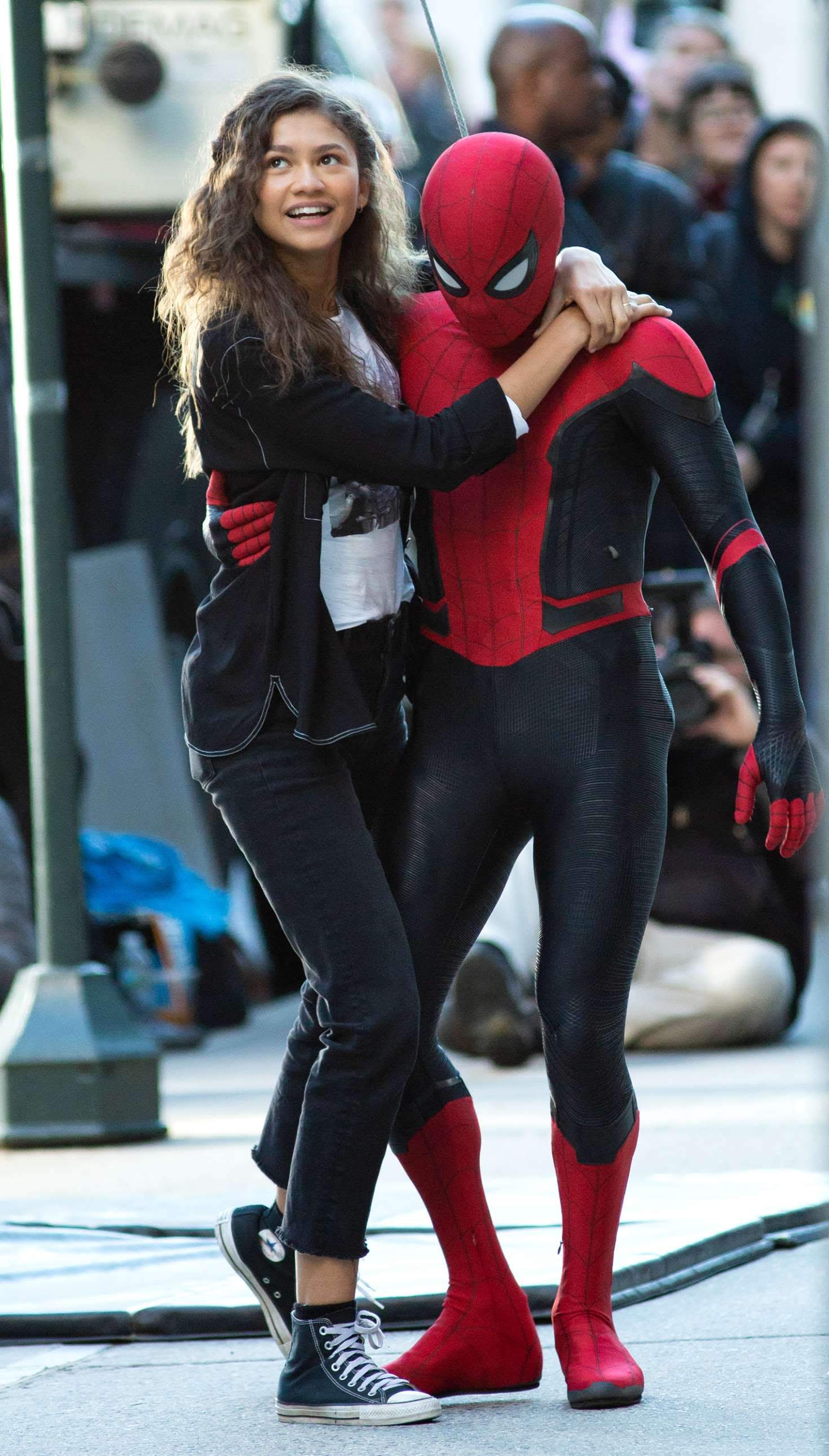 Tom Holland and Zendaya on the set of 'Spider-Man: Far ...