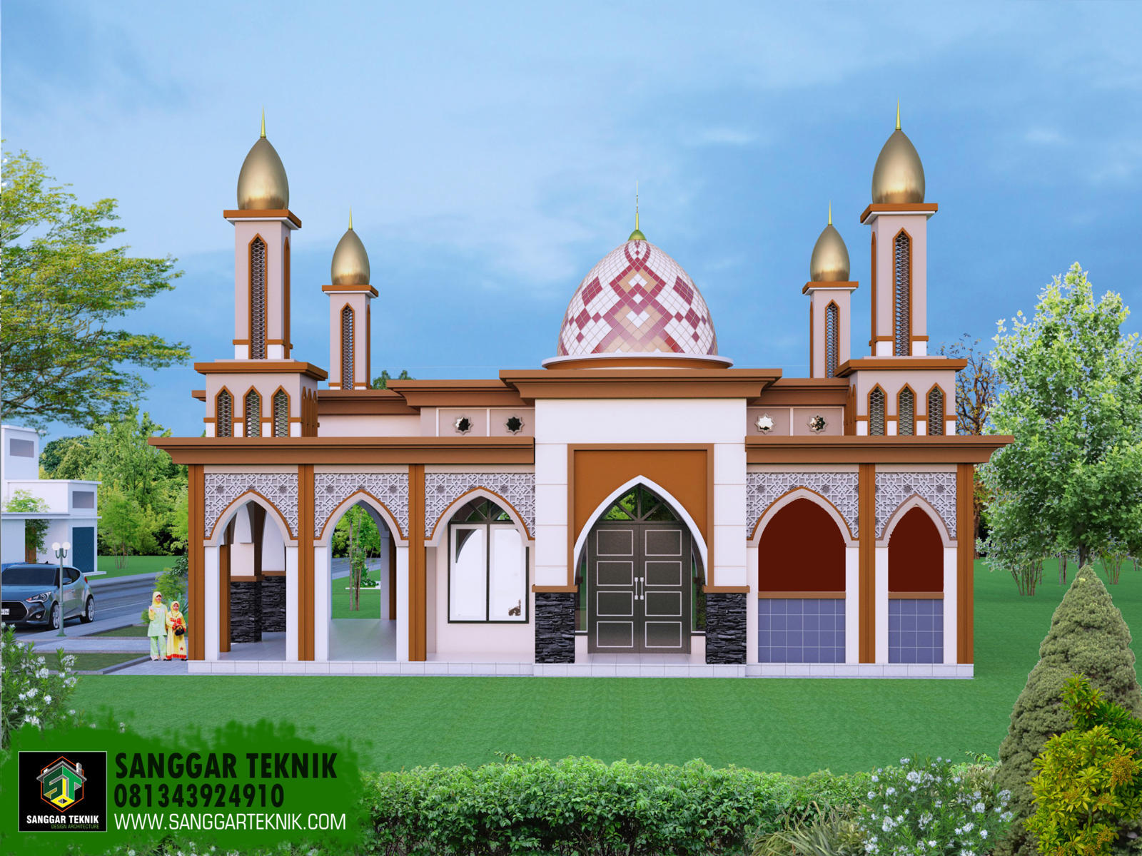  DESAIN  MASJID  MINIMALIS  MODERN  10X12 TERMASUK TERAS 