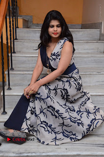 Telugu Actress Alekhya Stills in Blue Long Dress at Plus One ( 1) Audio Launch  0135.jpg