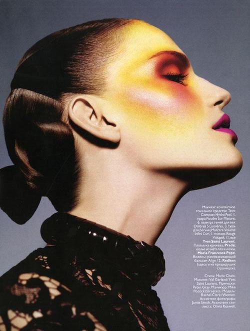 Rachel Clark for Vogue Russia 2008 Make up by Val Garland