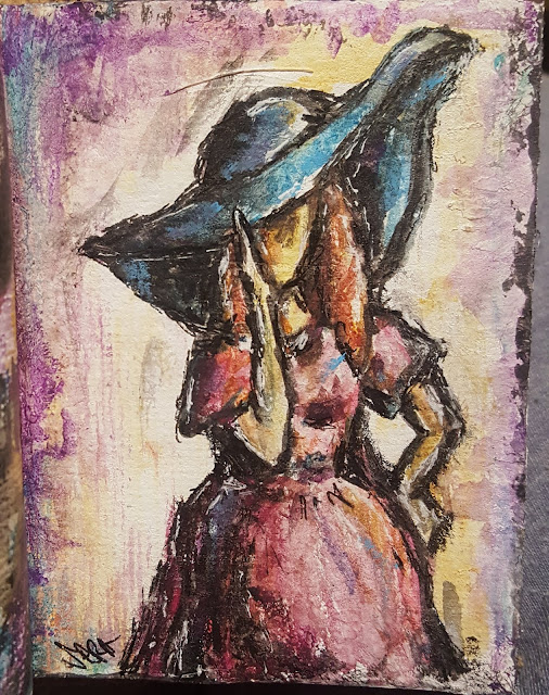 chica del sombrero. pintado con pintura acrilica