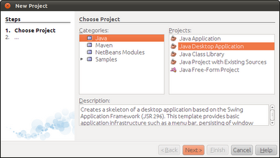 New Project of Java Desktop Application