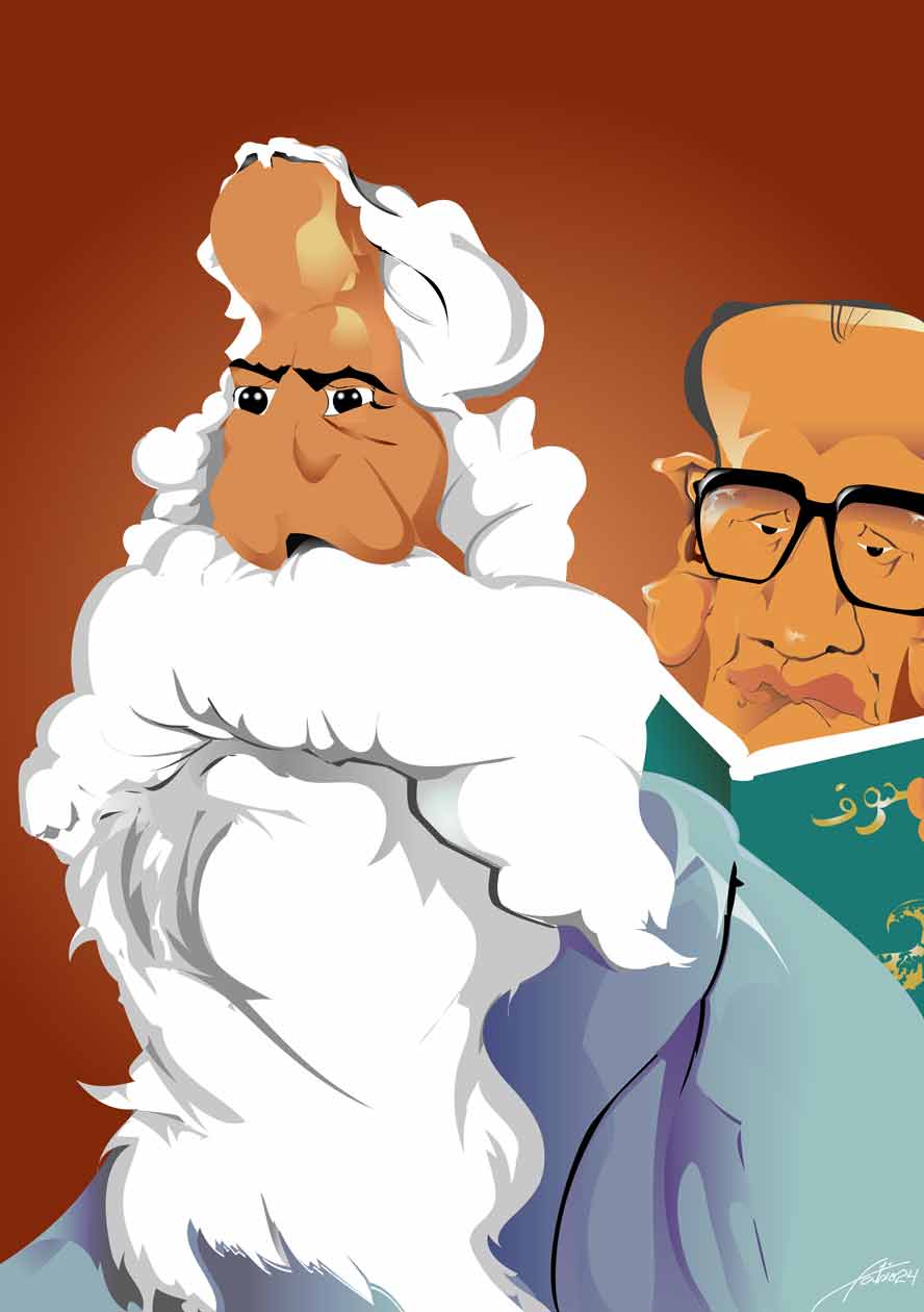 Tagore & Mahfouz .. Caricature by Fábio Cortez - Brazil